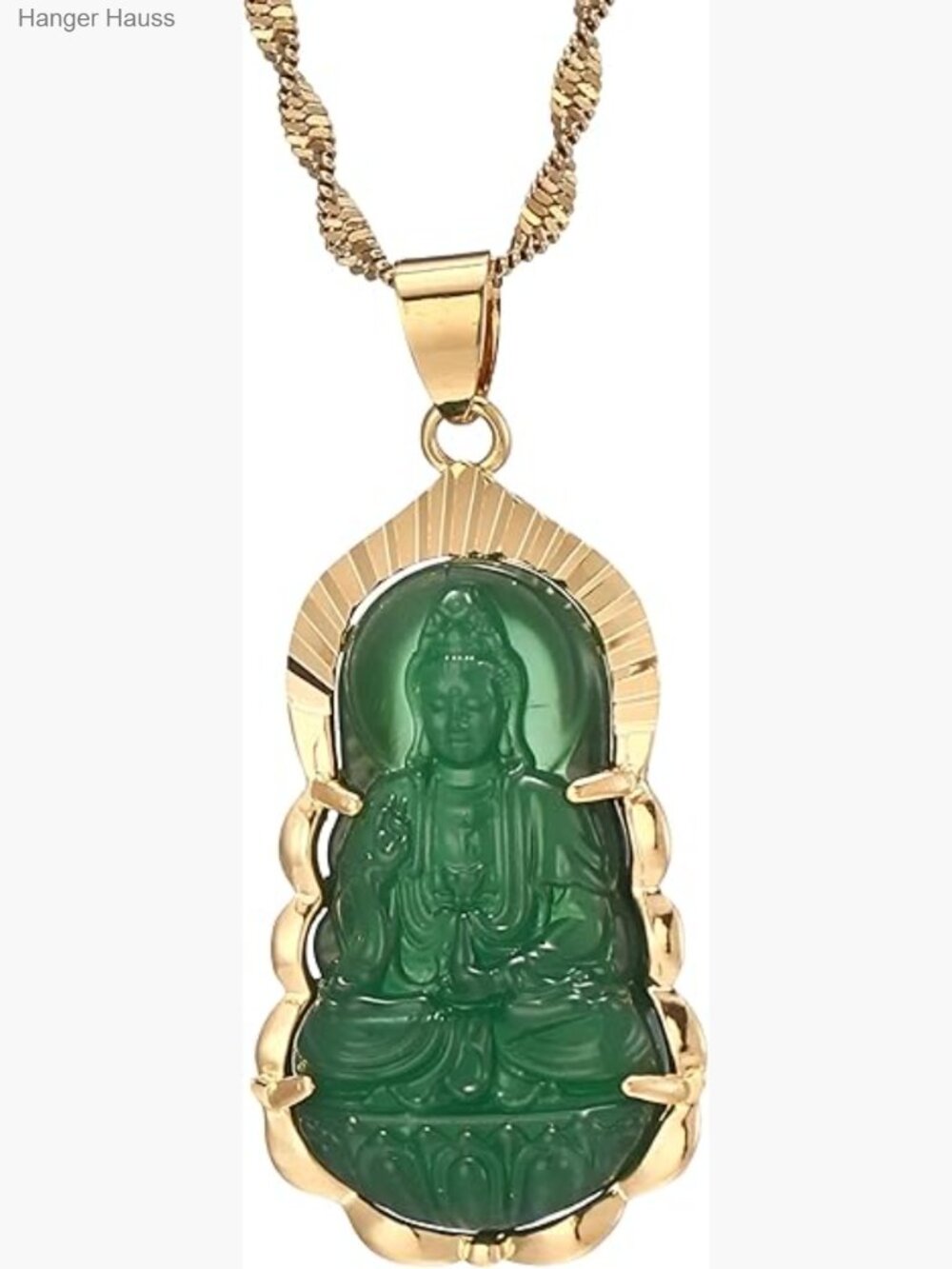 14K Gold Filled Buddha Necklace with Jade Pendant - Unisex